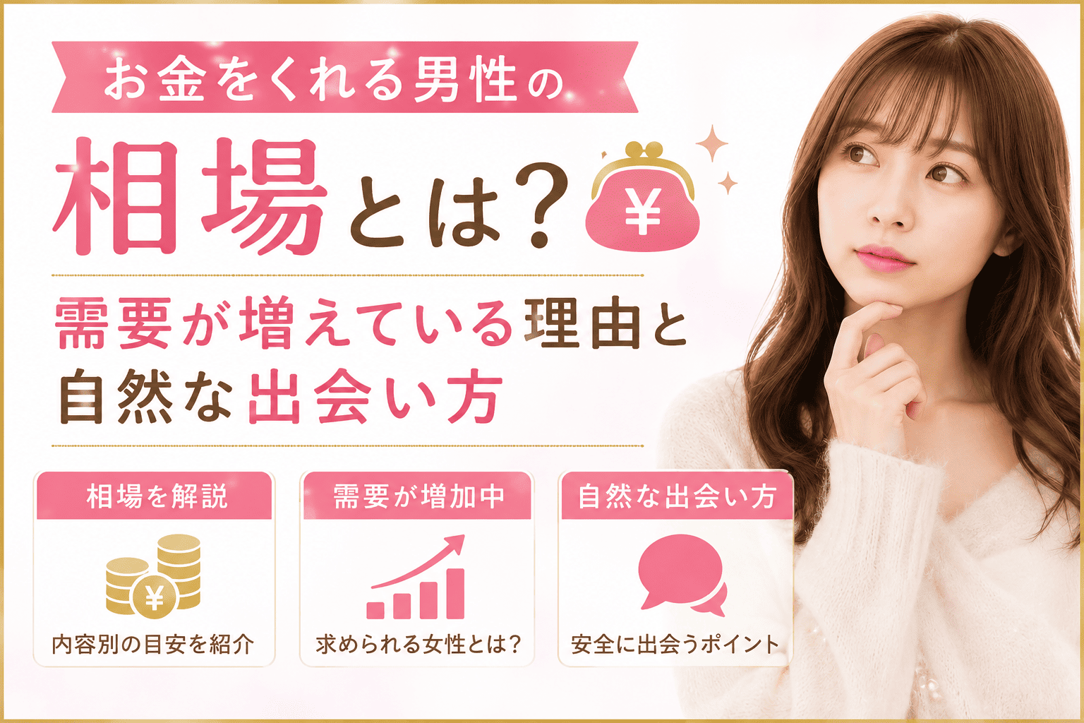 お金をくれる男性の相場とは？需要が増えている理由と自然な出会い方